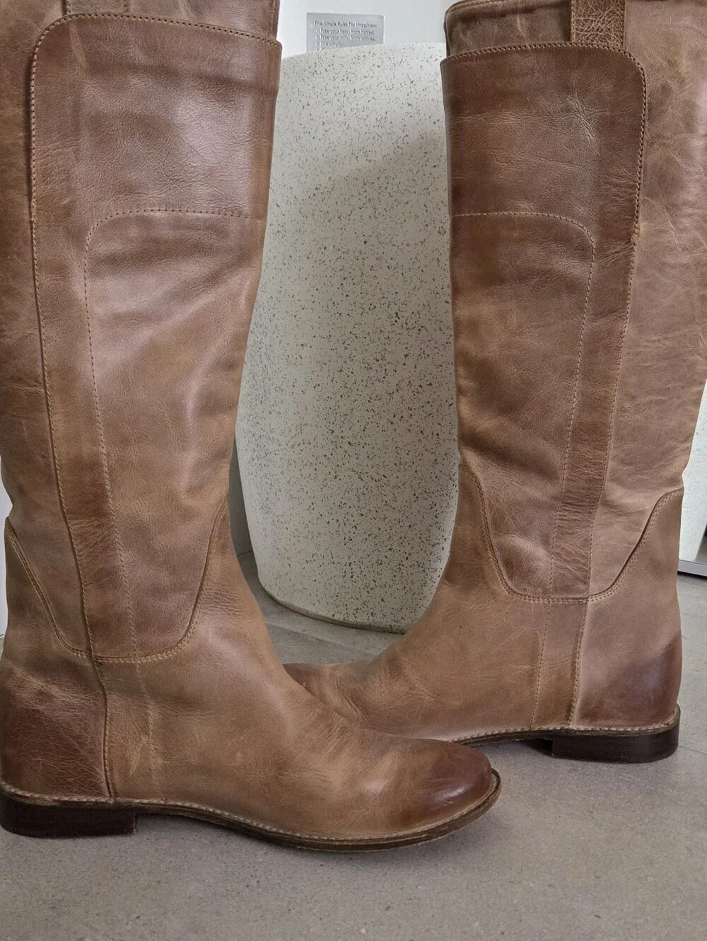 Frye Paige  Tan Over-the-Knee Leather Boots